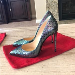 Louboutin Follies scarabee snakeskin